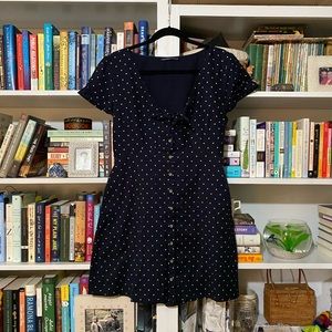 Navy Abercrombie & Fitch polka dot dress
